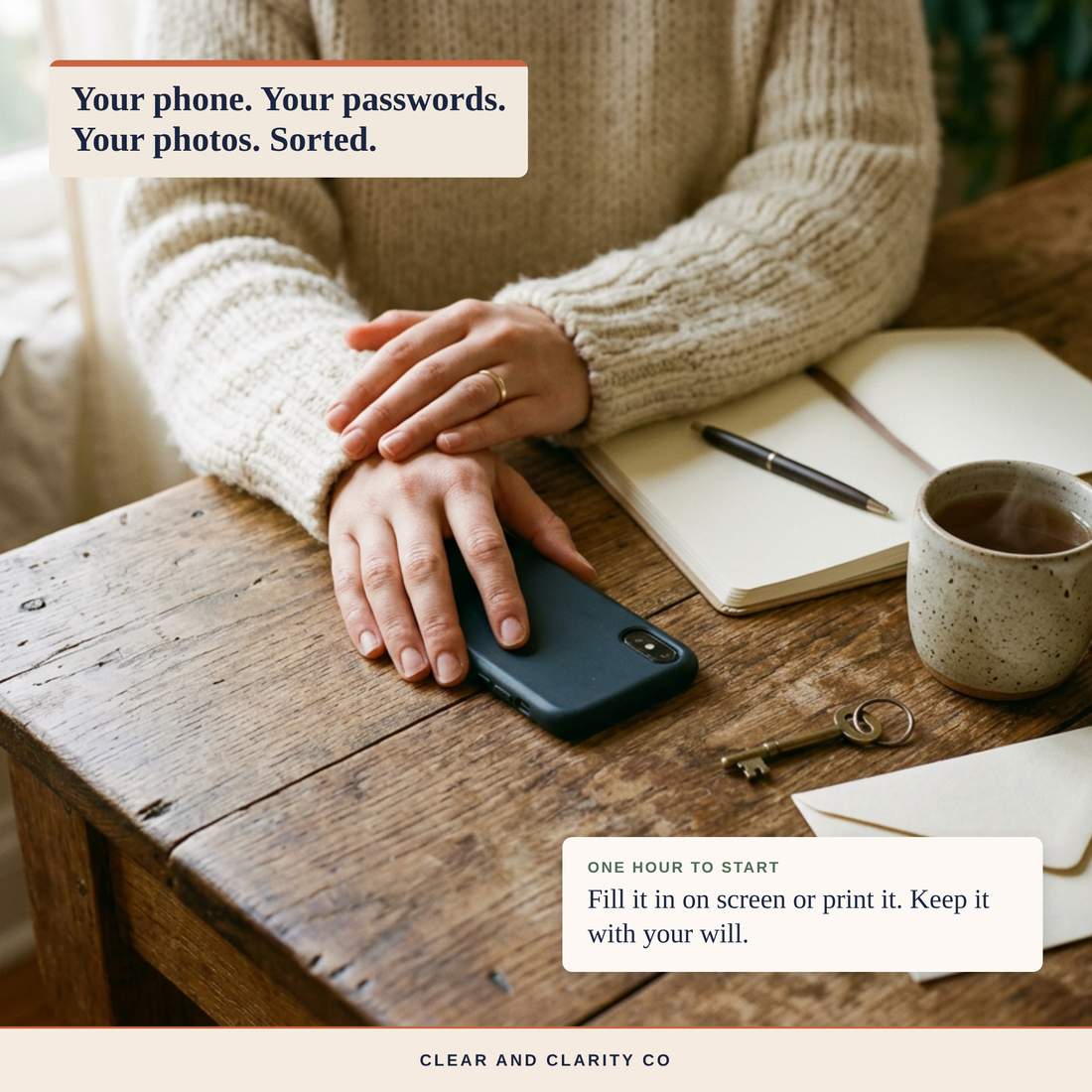Organising accounts at a kitchen table