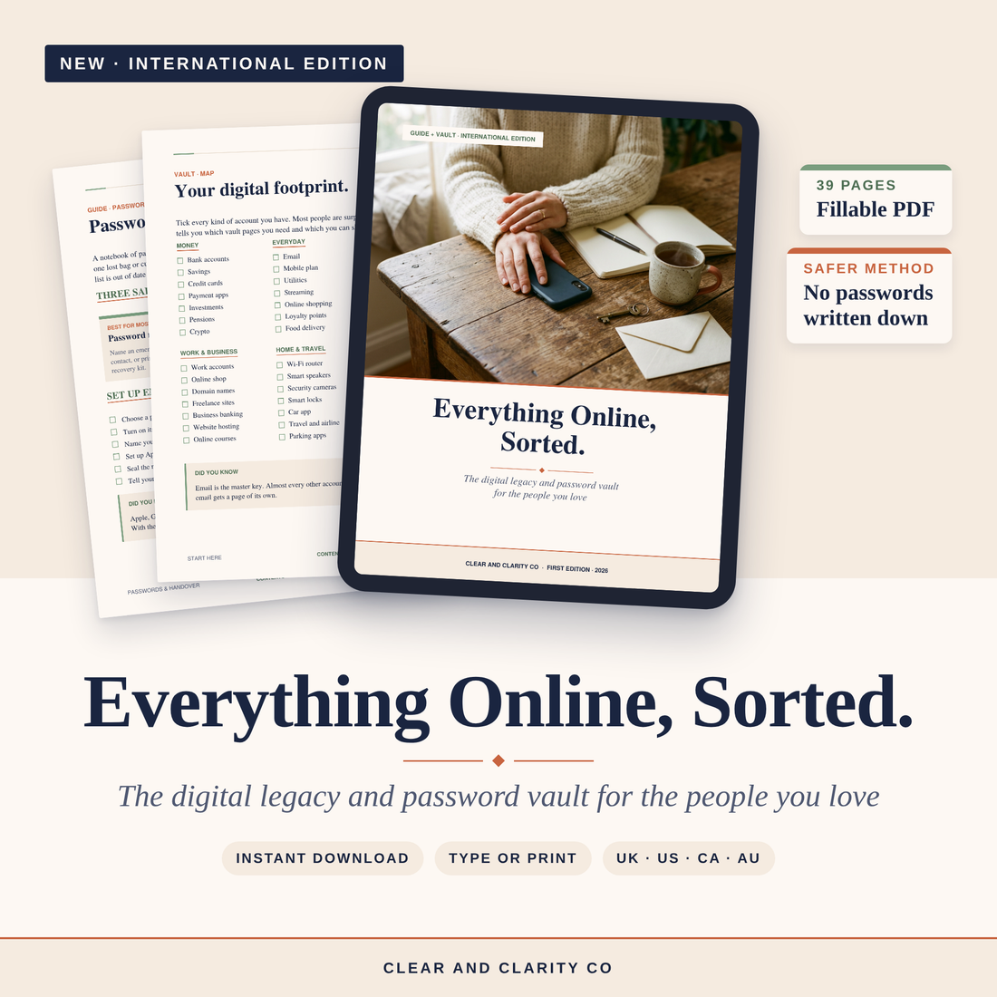 Everything Online, Sorted: Digital Legacy Planner and Password Vault