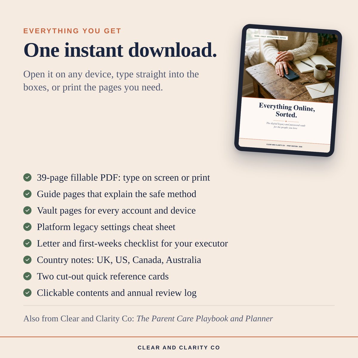 Everything Online, Sorted: Digital Legacy Planner and Password Vault