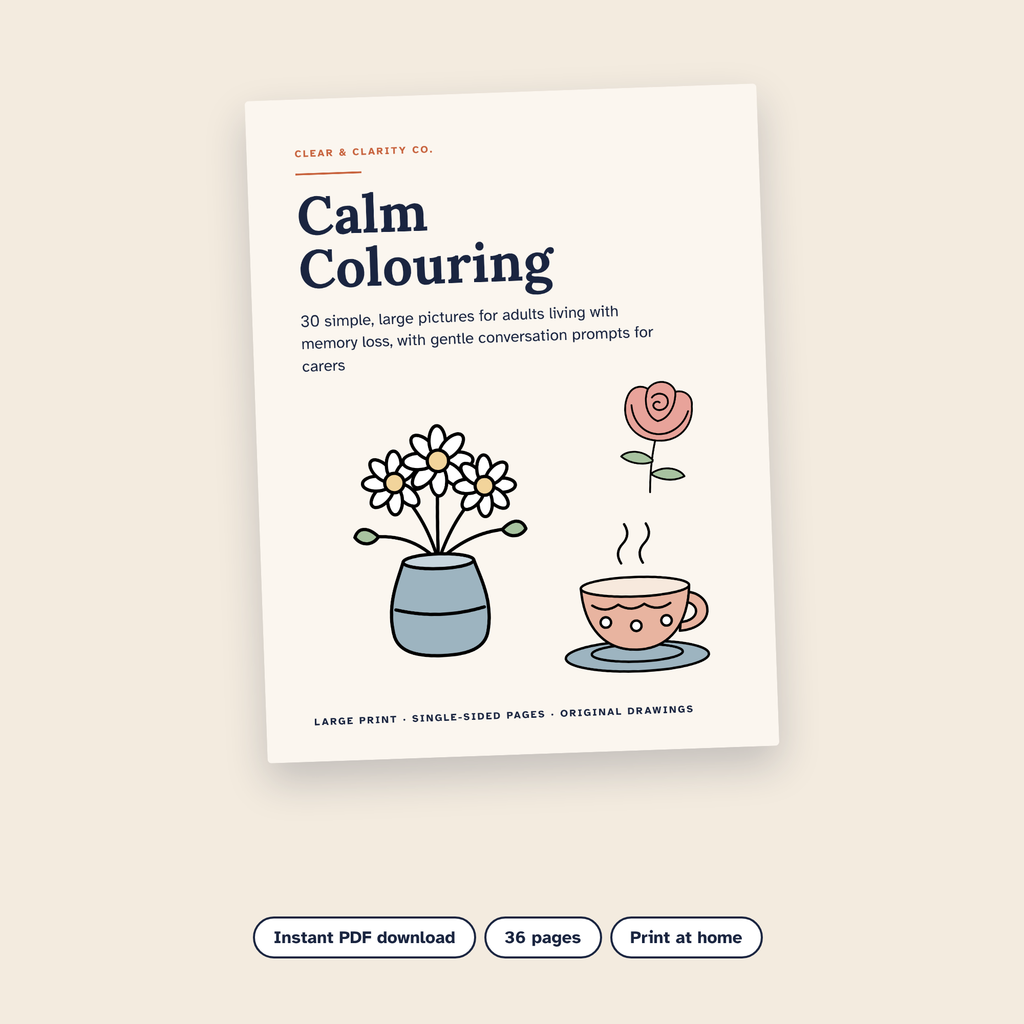 Calm Colouring cover: a dementia-friendly colouring book with large, simple pictures