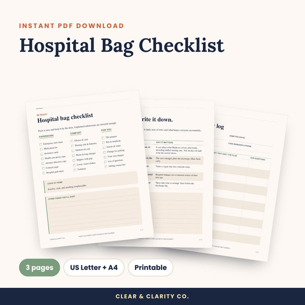 Hospital Bag Checklist Printable