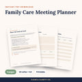 Family Care Meeting Planner printable pages preview