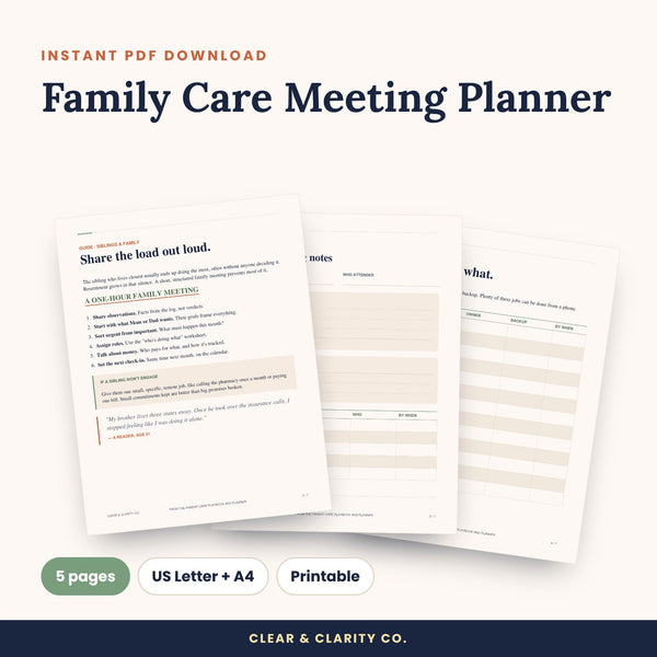 Family Care Meeting Planner Printable