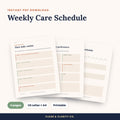 Weekly Care Schedule printable pages preview