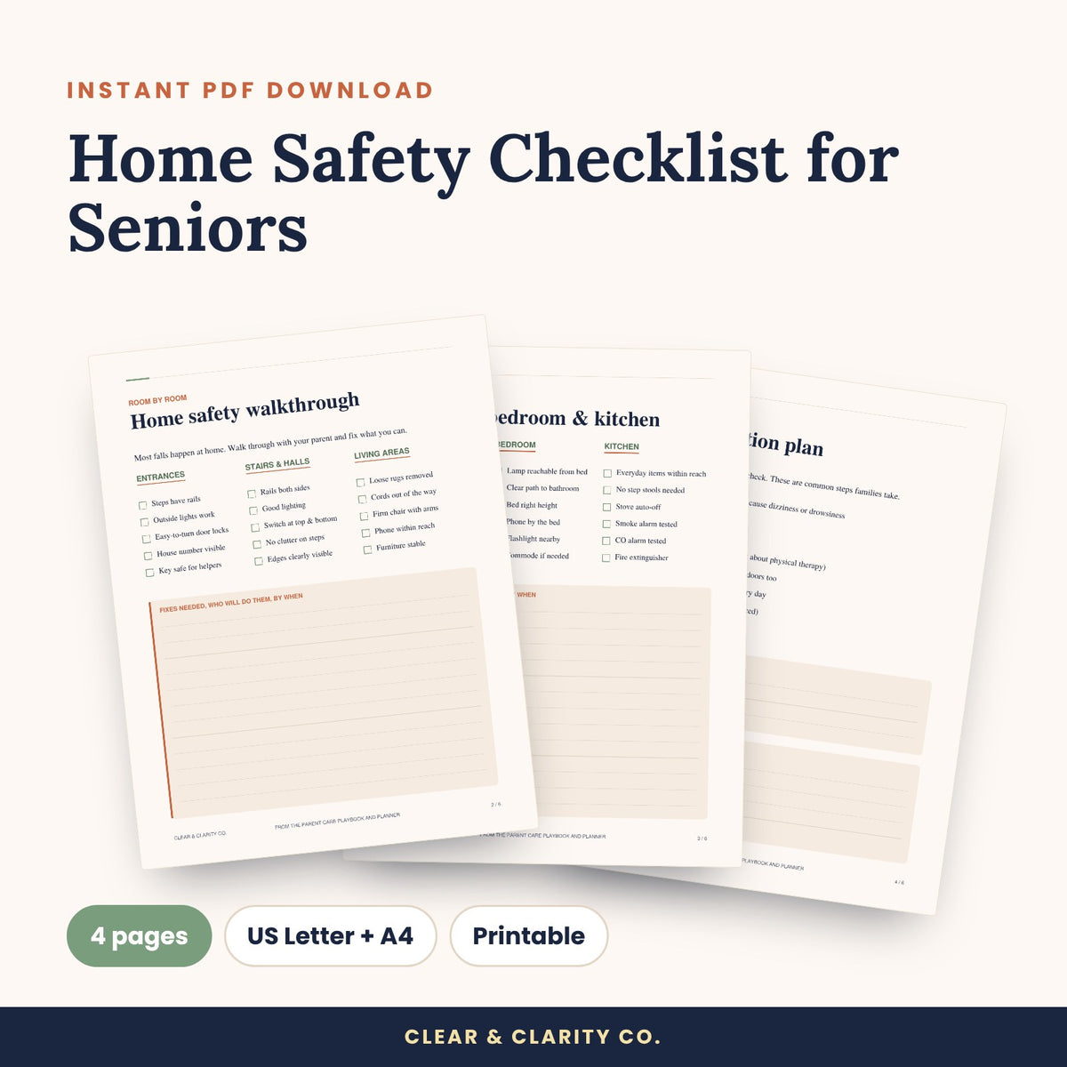 Home Safety Checklist printable pages preview