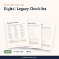 Digital Legacy Checklist fillable PDF pages preview