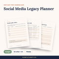Social Media Legacy Planner fillable PDF pages preview