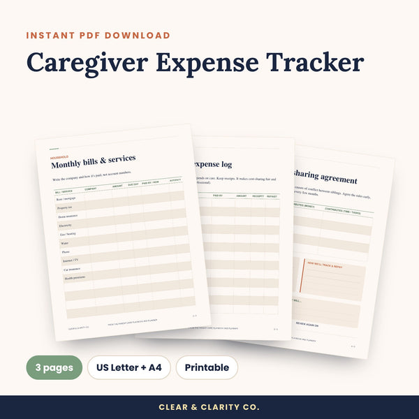 Caregiver Expense Tracker Printable