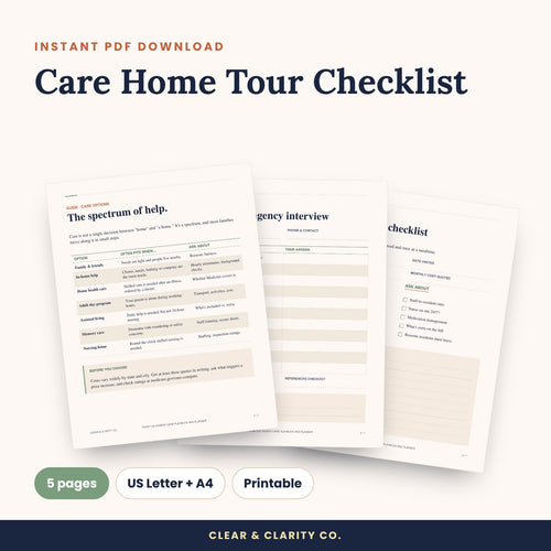 Care Home Tour Checklist printable pages preview