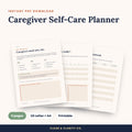 Caregiver Self-Care Planner printable pages preview