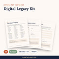 Digital Legacy Kit fillable PDF pages preview